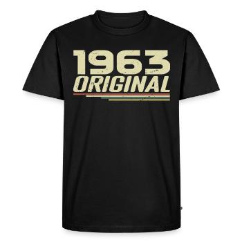 Born in 1963 Vintage 1963 Retro Birthday 1963 - Men's Premium Organic T-Shirt - black - Front - Nico (187cm)