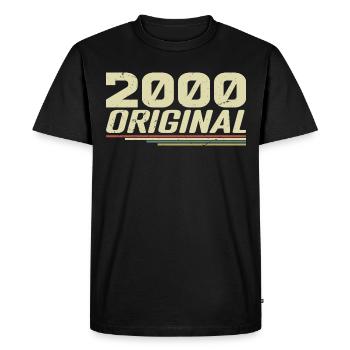 Né en 2000 Vintage 2000 Anniversaire Rétro 2000 - T-shirt Premium bio Homme - noir - Devant - Nico (187cm)