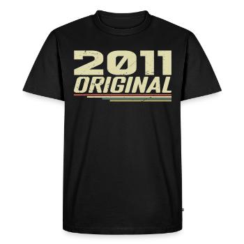 Né en 2011 Vintage 2011 Anniversaire Rétro 2011 - T-shirt Premium bio Homme - noir - Devant - Nico (187cm)