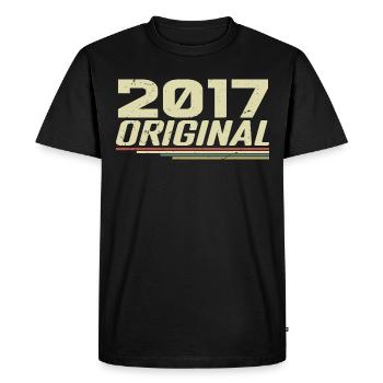 Né en 2017 Vintage 2017 Anniversaire Rétro 2017 - T-shirt Premium bio Homme - noir - Devant - Nico (187cm)