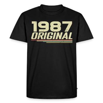 Né en 1987 Vintage 1987 Anniversaire Rétro 1987 - T-shirt Premium bio Homme - noir - Devant - Nico (187cm)