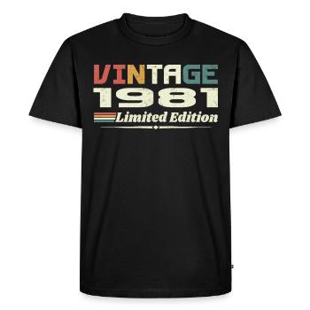 Vintage 1981 Gift 1981 Birthday 1981 Retro - Men's Premium Organic T-Shirt - black - Front - Nico (187cm)
