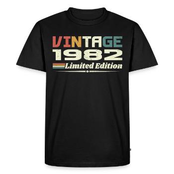 Vintage 1982 Gift 1982 Birthday 1982 Retro - Men's Premium Organic T-Shirt - black - Front - Nico (187cm)