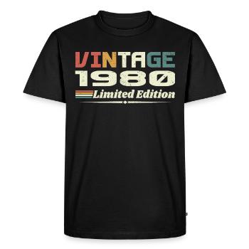Vintage 1980 Cadeau 1980 Anniversaire 1980 Retro - T-shirt Premium bio Homme - noir - Devant - Nico (187cm)
