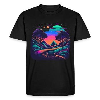 Car in Neon Landscape - Men's Premium Organic T-Shirt - black - Front - Nico (187cm)