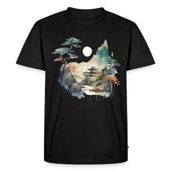Temple Landscape - Men's Premium Organic T-Shirt - black - Front - Nico (187cm)