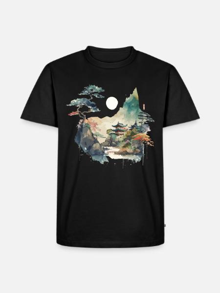 Temple Landscape - Men's Premium Organic T-Shirt - black