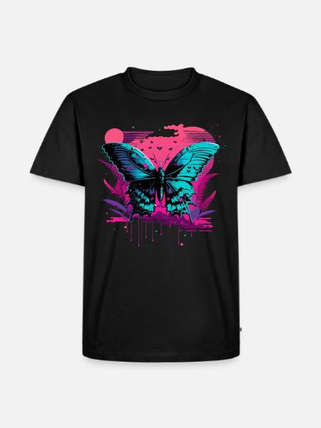 Art of Vaporwave Butterfly - Men's Premium Organic T-Shirt - black