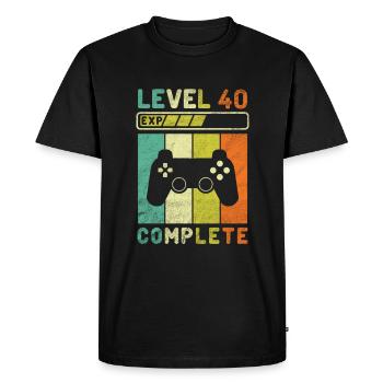 Tee shirt anniversaire complet niveau 40 pour le 40ème jour-B - T-shirt Premium bio Homme - noir - Devant - Nico (187cm)
