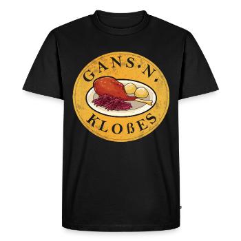 Goose N Kloßes I Goose Roast with Cloves - Men's Premium Organic T-Shirt - black - Front - Nico (187cm)