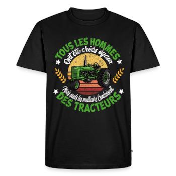 cadeau agriculteur avec phrase humoristique - T-shirt Premium bio Homme - noir - Devant - Nico (187cm)