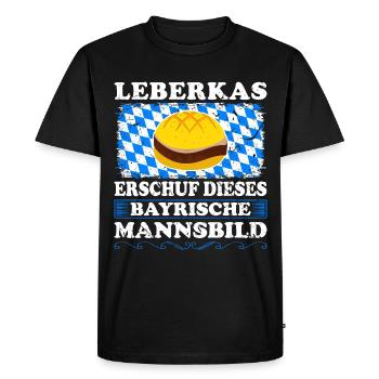 Leberkas Bayrisch Mannsbild Lustig Leberkäse - Männer Premium Bio T-Shirt - Schwarz - Vorne - Nico (187cm)