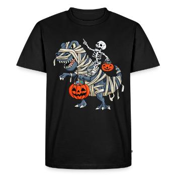 Skeleton Riding Mom Dinosaur - Men's Premium Organic T-Shirt - black - Front - Nico (187cm)