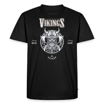 Les guerriers vikings | Conception de crâne viking - T-shirt Premium bio Homme - noir - Devant - Nico (187cm)