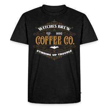 Witches brew stirring up trouble halloween coffee - Men's Premium Organic T-Shirt - black - Front - Nico (187cm)