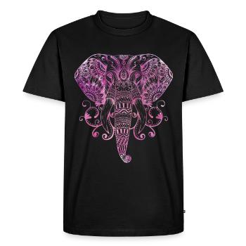 MANDALA ÉLÉPHANT GANESHA BOUDDHISME - T-shirt Premium bio Homme - noir - Devant - Nico (187cm)