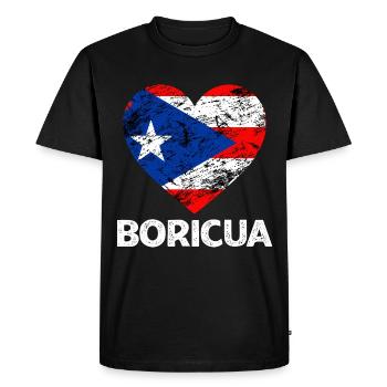 Boricua Un amoureux des Portoricains de Puerto - T-shirt Premium bio Homme - noir - Devant - Nico (187cm)