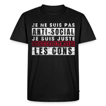 humour humour,Drôle, humour, homme humour Sracasme - T-shirt Premium bio Homme - noir - Devant - Nico (187cm)