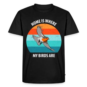 Observation des oiseaux Observation des oiseaux Observation des oiseaux - T-shirt Premium bio Homme - noir - Devant - Nico (187cm)