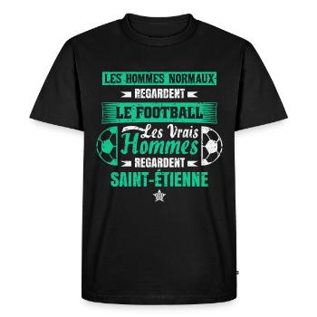 Saint-Étienne,foot,socer,club,football, - T-shirt Premium bio Homme - noir - Devant - Nico (187cm)