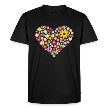 Coeur de fleur - T-shirt Premium bio Homme - noir - Devant - Nico (187cm)