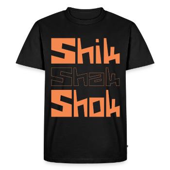 Lettres carrées Shik Shak Shok dans le style graffiti - T-shirt Premium bio Homme - noir - Devant - Nico (187cm)