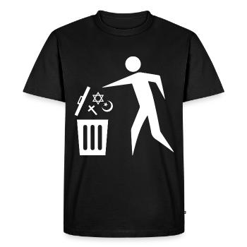 La religion des ordures sauve la planète - T-shirt Premium bio Homme - noir - Devant - Nico (187cm)