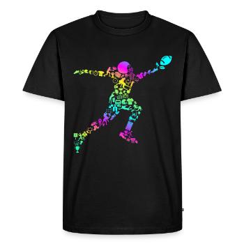 Football Retro Calligram Team Sport Amour Football - T-shirt Premium bio Homme - noir - Devant - Nico (187cm)