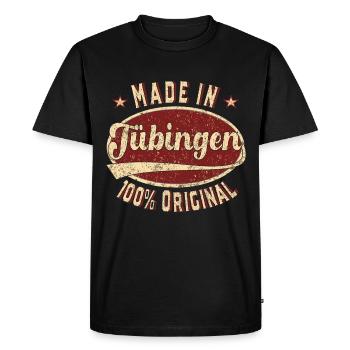 Made in Tübingen 100% original Tübingen retro - Men's Premium Organic T-Shirt - black - Front - Nico (187cm)