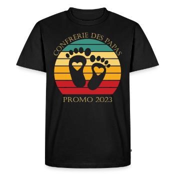 Futur papa 2023 Confrérie des Papas Promo 2023 - T-shirt Premium bio Homme - noir - Devant - Nico (187cm)