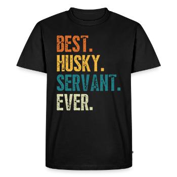 Meilleur serviteur de chien husky jamais en détresse police rétro - T-shirt Premium bio Homme - noir - Devant - Nico (187cm)
