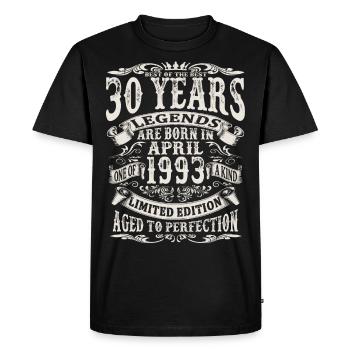 April 1993 - 30 years old - 30th birthday - Men's Premium Organic T-Shirt - black - Front - Nico (187cm)