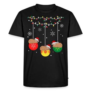 Paresseux de Noël - T-shirt Premium bio Homme - noir - Devant - Nico (187cm)