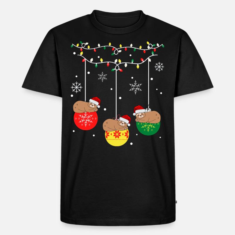 Weihnachtsfaultier - Männer Premium Bio T-Shirt - Schwarz