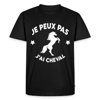 je peux pas j'ai cheval - T-shirt Premium bio Homme - noir - Devant - Nico (187cm)