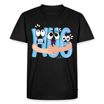 Câlin cartoon bleu - humoristique - T-shirt Premium bio Homme - noir - Devant - Nico (187cm)