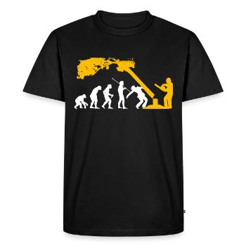 funny lumberjack trees felling forest chainsaw - Men's Premium Organic T-Shirt - black - Front - Nico (187cm)
