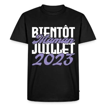 Annonce grossesse. bientôt Maman Juillet 2023.mama - T-shirt Premium bio Homme - noir - Devant - Nico (187cm)