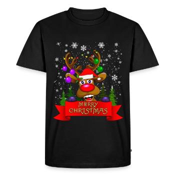 Idée cadeau de Noël renne! Joyeux Noël - T-shirt Premium bio Homme - noir - Devant - Nico (187cm)