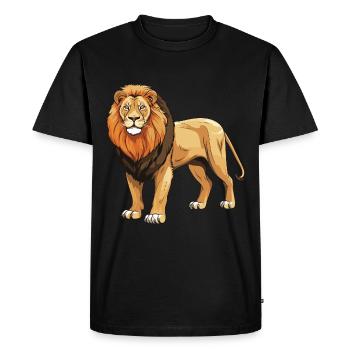 Lion Animal - Men's Premium Organic T-Shirt - black - Front - Nico (187cm)