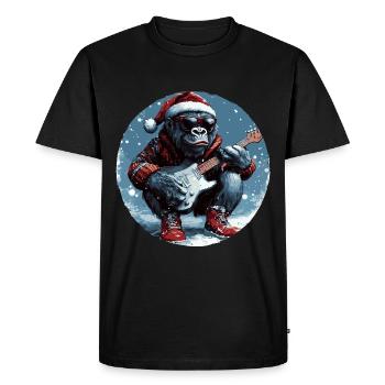 Guitare Rocker Gorilla Christmas - T-shirt Premium bio Homme - noir - Devant - Nico (187cm)