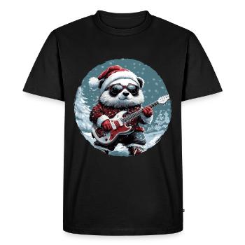Guitare Rocker de Noël Panda - T-shirt Premium bio Homme - noir - Devant - Nico (187cm)