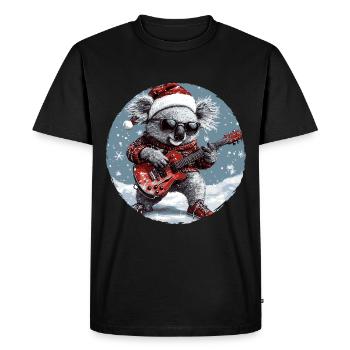 Koala Christmas Rocker Guitar - Men's Premium Organic T-Shirt - black - Front - Nico (187cm)