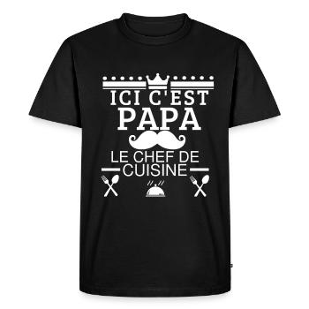 Ici c'est Papa le chef de cuisine - T-shirt Premium bio Homme - noir - Devant - Nico (187cm)