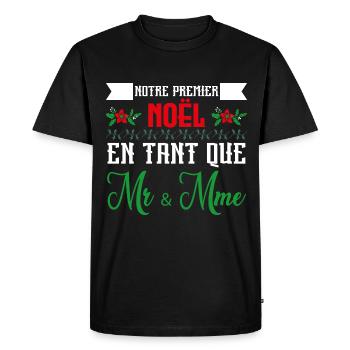 Notre premier Noël en tant que Mr. et Mme - T-shirt Premium bio Homme - noir - Devant - Nico (187cm)