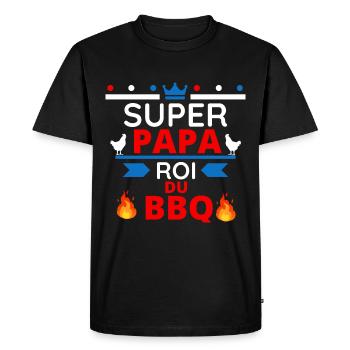 Tablier super papa barbecue - T-shirt Premium bio Homme - noir - Devant - Nico (187cm)
