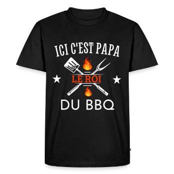 Tablier ici c'est papa le roi du barbecue - T-shirt Premium bio Homme - noir - Devant - Nico (187cm)