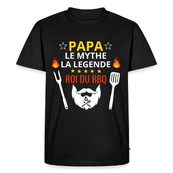 PAPA le mythe , la légende , le roi du bbq - T-shirt Premium bio Homme - noir - Devant - Nico (187cm)