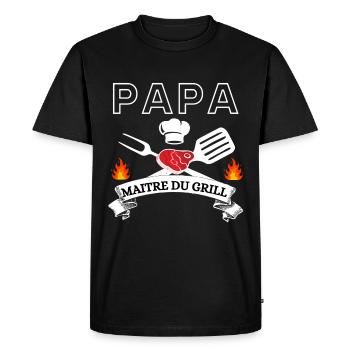 Tablier Maitre grillade - T-shirt Premium bio Homme - noir - Devant - Nico (187cm)