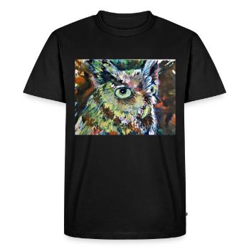 Chouette hibou aigle animal chemise chouette - T-shirt Premium bio Homme - noir - Devant - Nico (187cm)